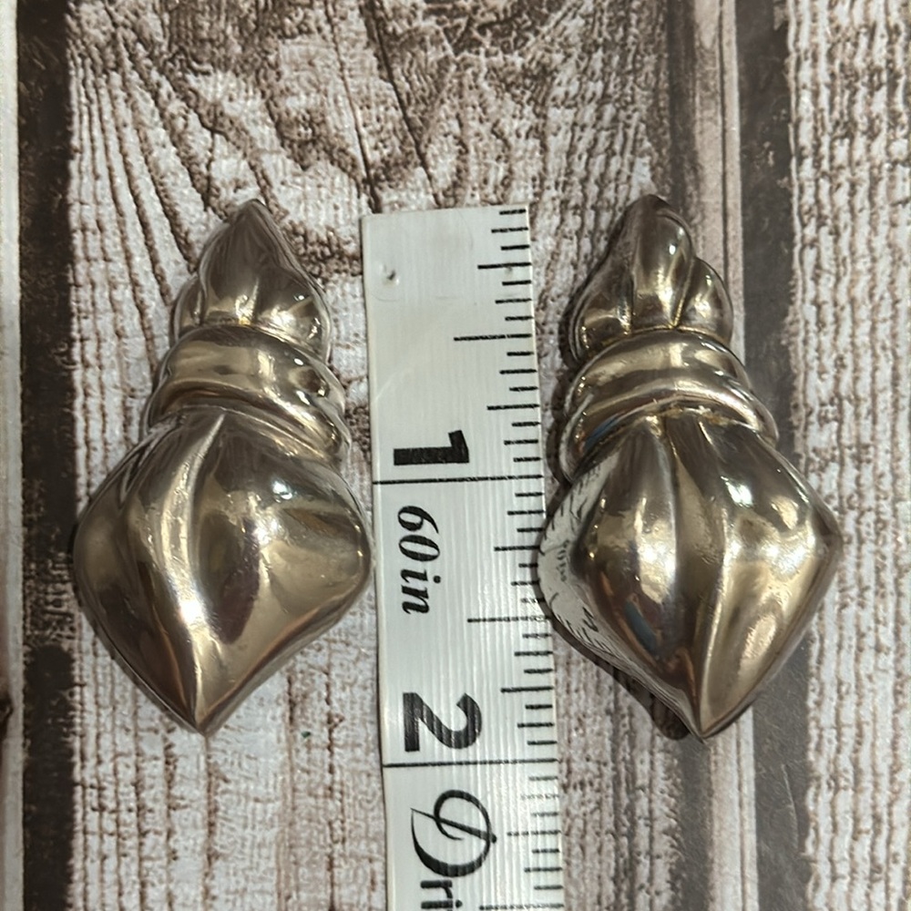 Givenchy Bold Large Vintage Silvertone Geometric Clip On Chic Earrings Paris